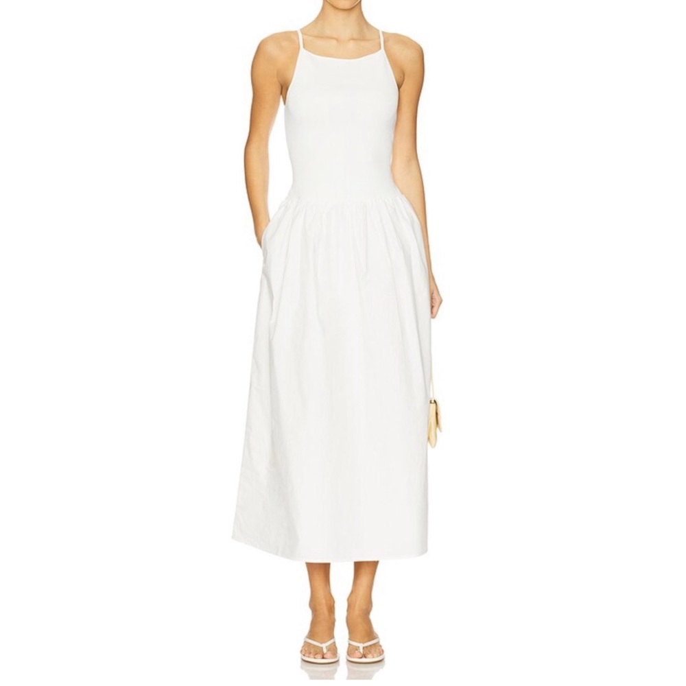 Shona Joy “Aliah” High Neck Midi Dress in Ivory, size XS
